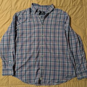 Vineyard Vines Large Performance Classic Fit Murray Plaid Shirt - Navy & Red